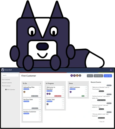 Illustration of a dog sitting on top of Boarded screenshot