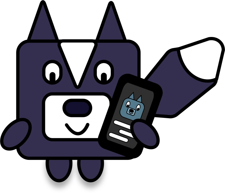 Illustration of a dog holding a telephone